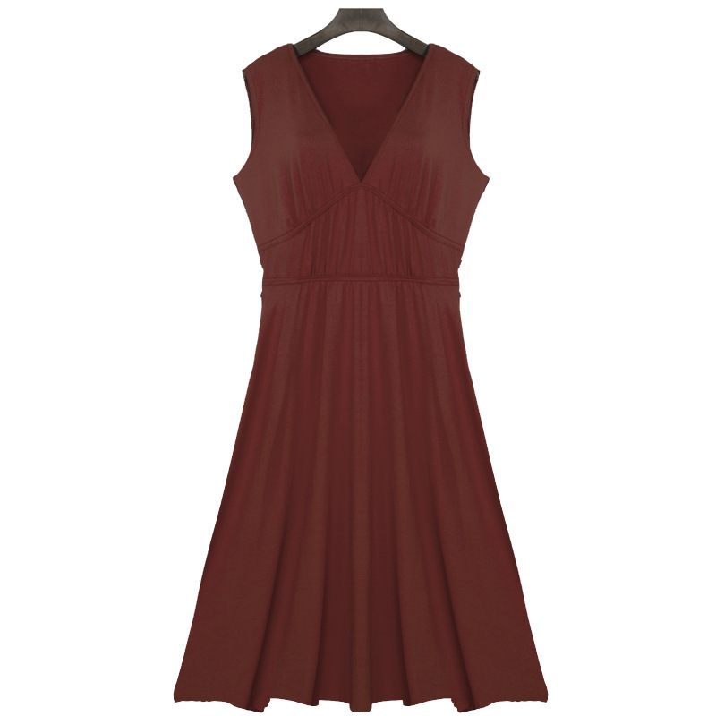 Summer A Line Dress for Women V Neck Sleeveless Slim Fit Waist Defining Perfect for Casual Outings OEM Available