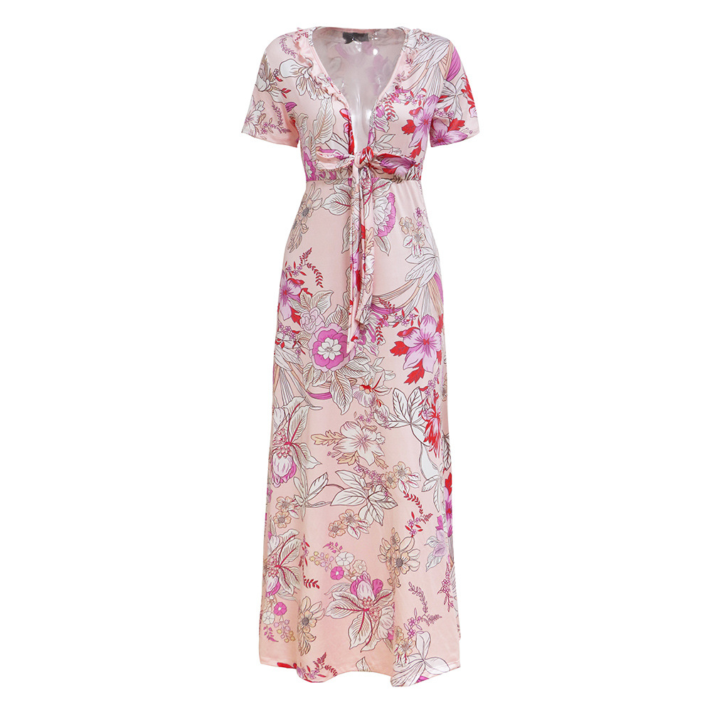 Floral Maxi Dress Womens Spring Summer Collection Ruffle Hem Elegant Design Perfect for Casual or Formal Occasions