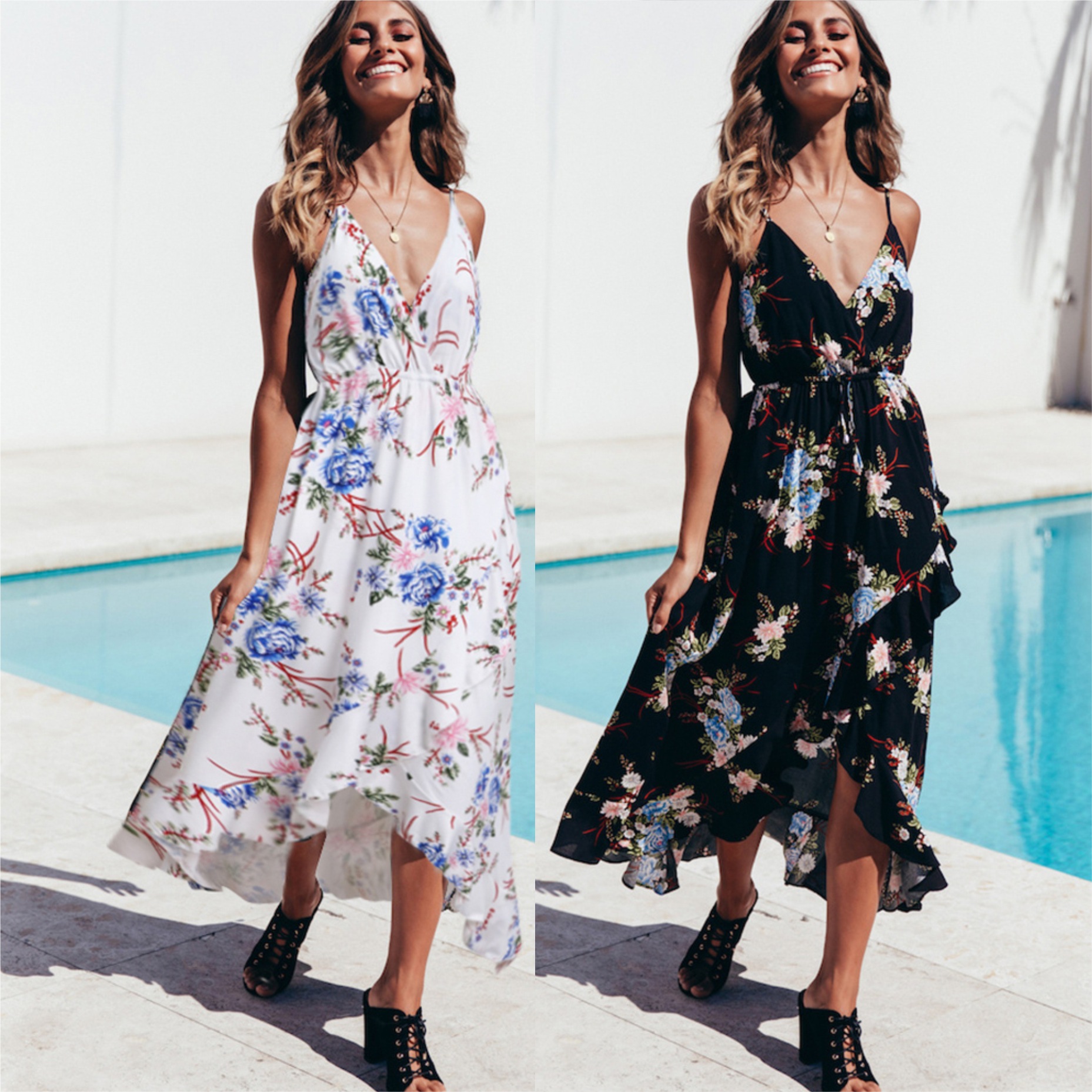 Womens Floral Print Cami Dress Sexy Stylish Lightweight Spring Summer Fashion Wholesale Available