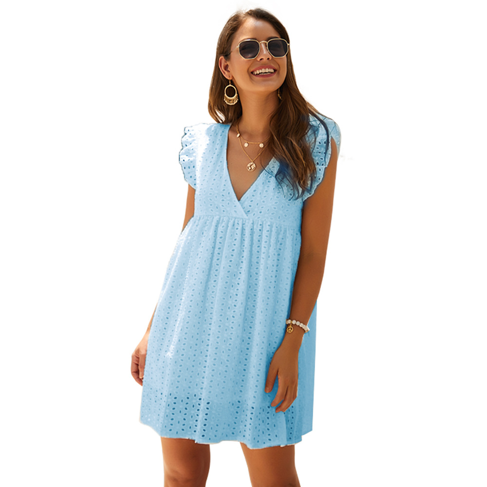 Fashion Womens Summer Dress V Neck Loose Fit Lace Detail Casual or Party Wear Wholesale Available