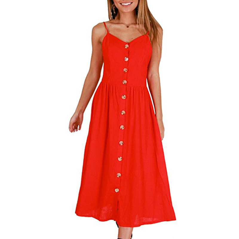 Sunflower Pineapple Print Button Back Sexy Slip Dress 36 Colors 6 Sizes Lightweight Fabric Summer Casual Wear