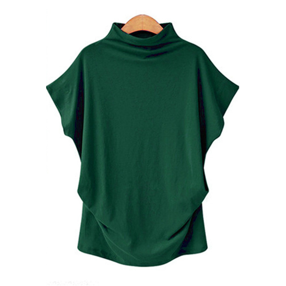 Plus Size Womens High Neck Top Batwing Sleeve Short Sleeve Comfortable Fabric Casual Wear Wholesale Available