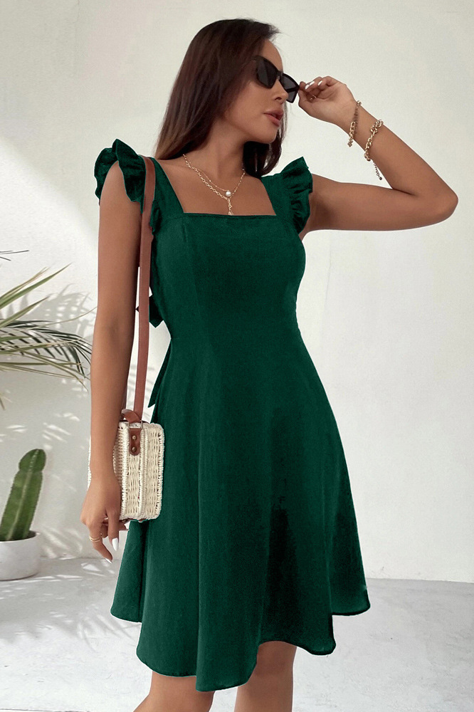 New European and American Style Sweet Camisole Short Dress for Commuting and Vacation