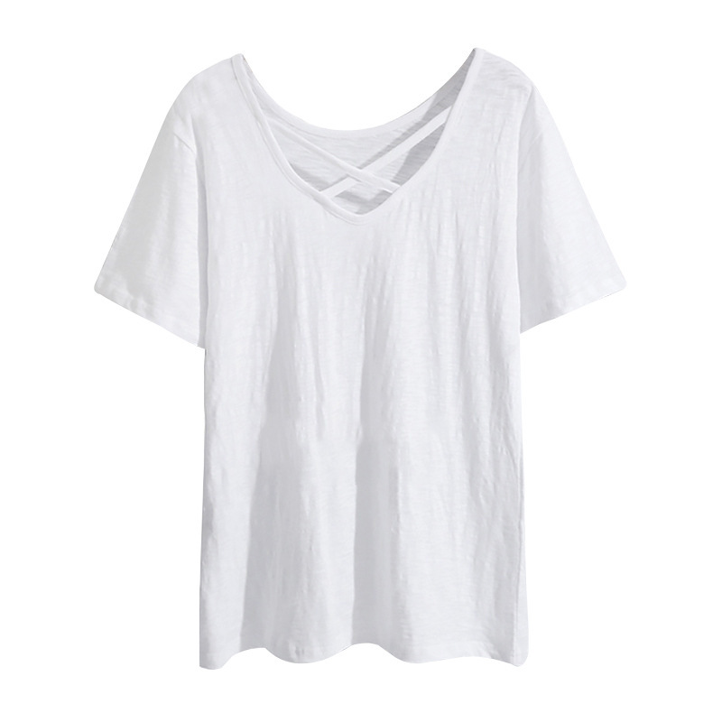 Plus Size Womens V Neck Short Sleeve T Shirt Loose Fit Summer Style Casual Wear Wholesale Available
