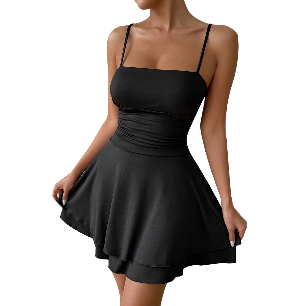 Women's Summer Strappy Mini High Waist A-Line Dress