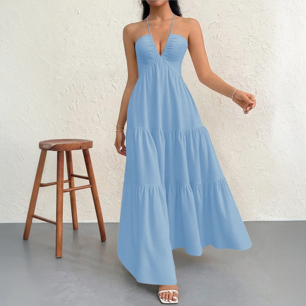 Sexy Elegant Beach Vacation Dress for Women Summer New Strap Sandal Long Dress