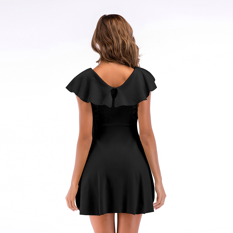 Women's Strappy Sleeveless Mini Ruffle Solid Color Dress