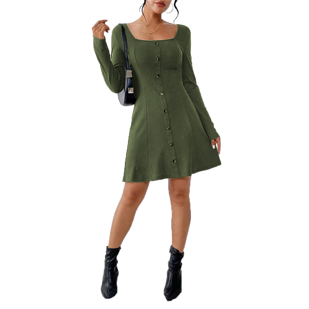 Women's Elegant Square-Neck Mini Dress