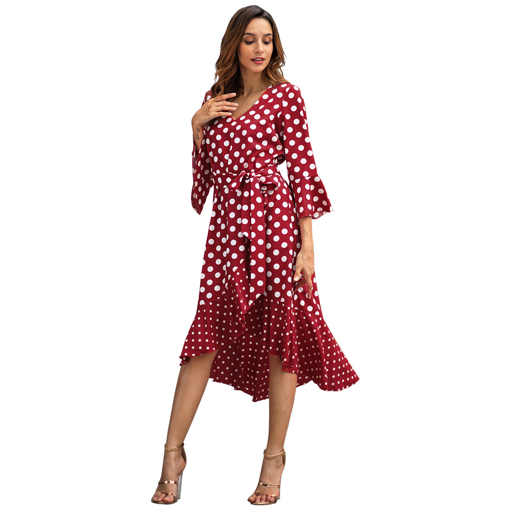 Polka Dot Long Sleeve Plus Size Dress Original Design Spring Collection Comfortable Fabric Perfect for Casual