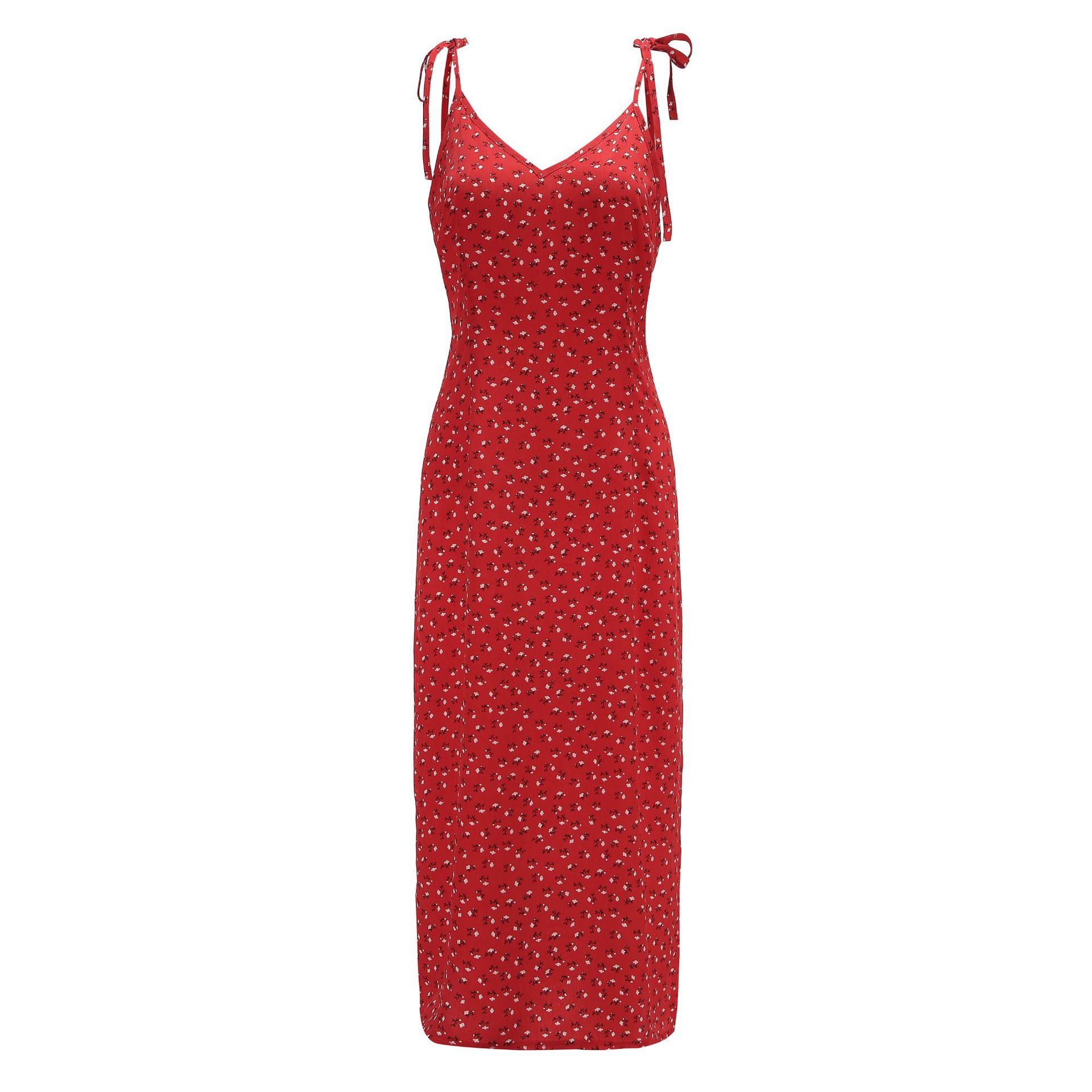 Polka Dot Maxi Dress Side Slit Sleeveless Elegant Design Perfect for Parties and Special Occasions Wholesale