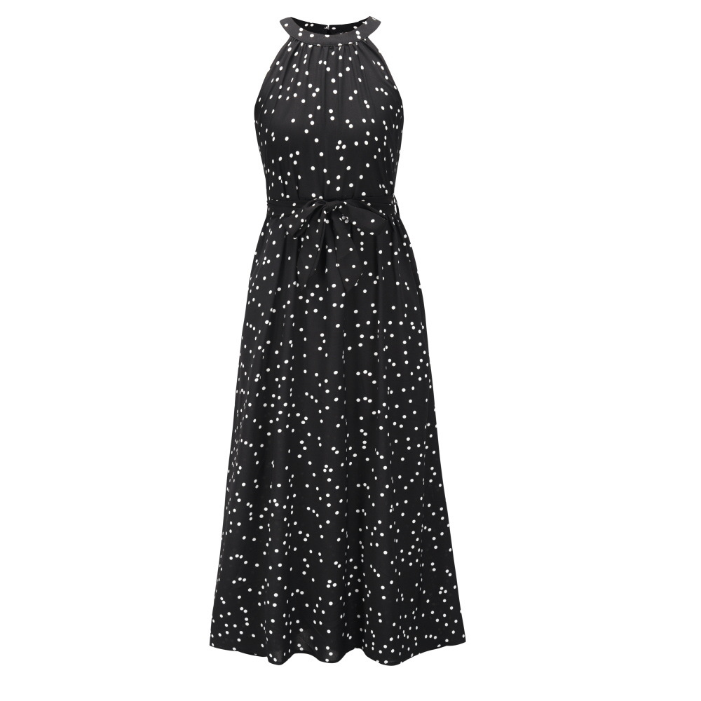 Summer Womens Midi Dress Polka Dot Tie Waist Comfortable Fabric Casual Wear for Parties or Everyday Wholesale