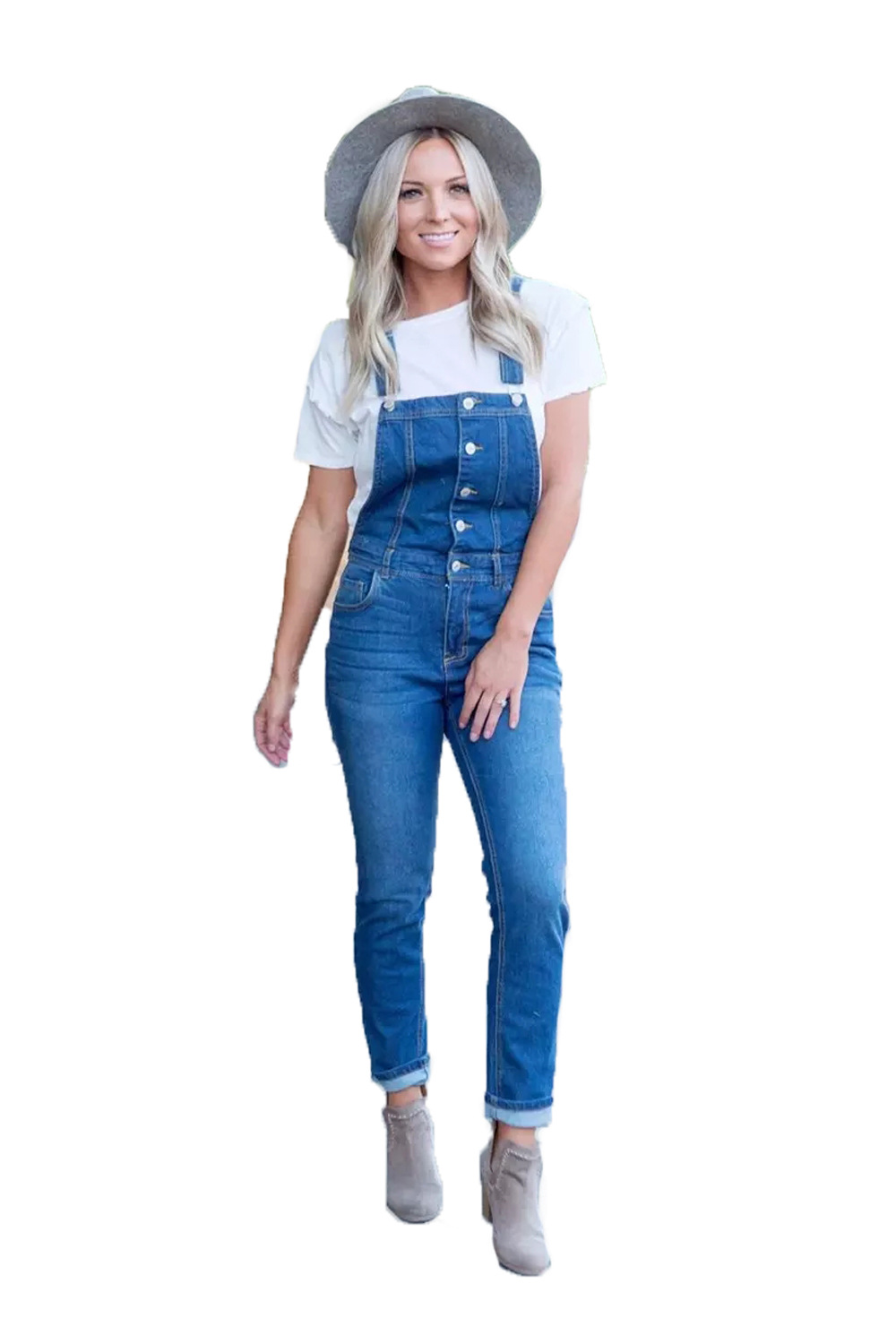 Womens Denim Overalls Five Button Closure Casual Fit Durable Fabric Perfect for Everyday Wear Wholesale Available