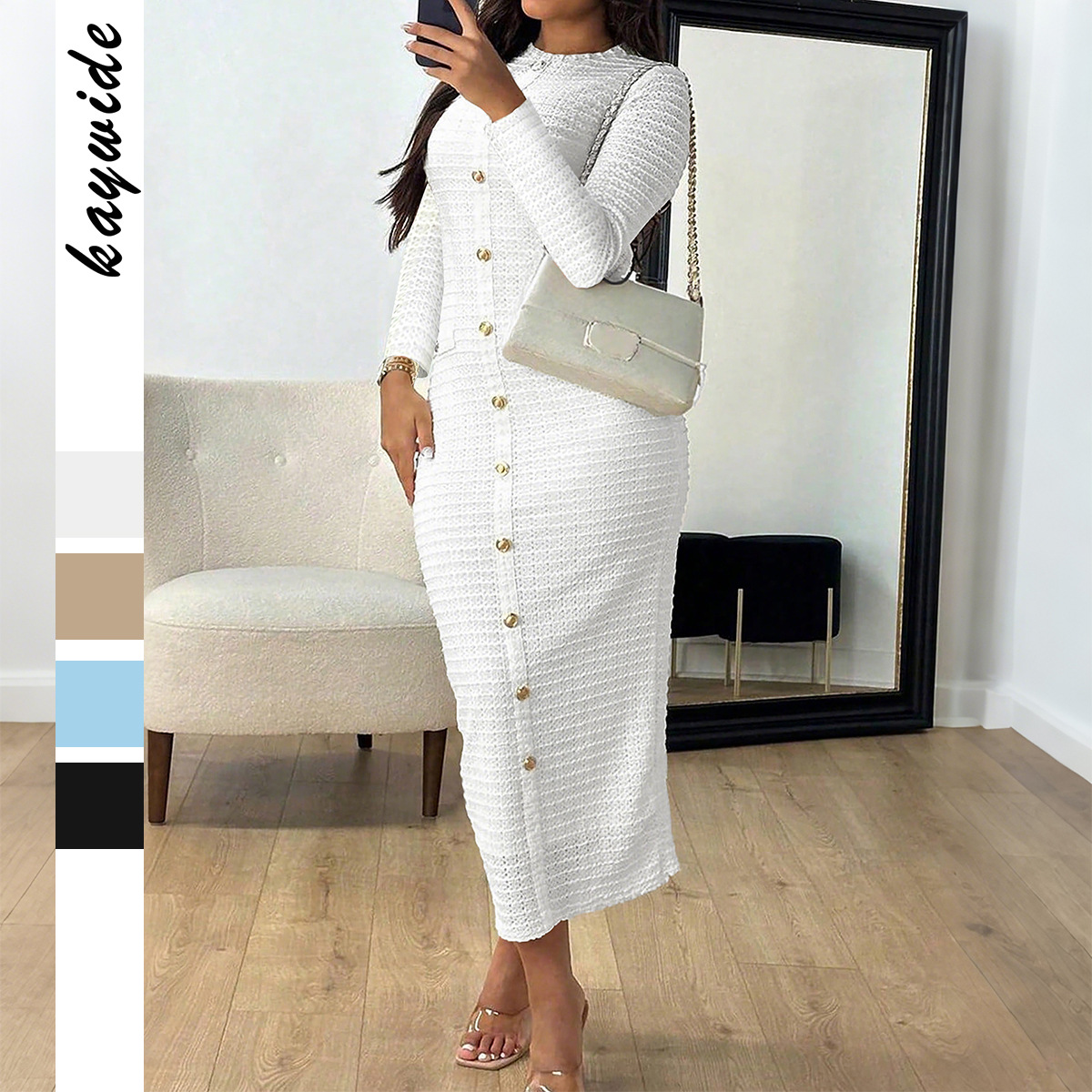 Elegant High Quality Bodycon Long Dress for Women Autumn Winter