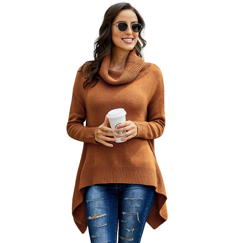 Womens Thick High Neck Sweater Warm Knitted Pullover Long Sleeve Solid Color Casual Autumn Winter Wear Wholesale