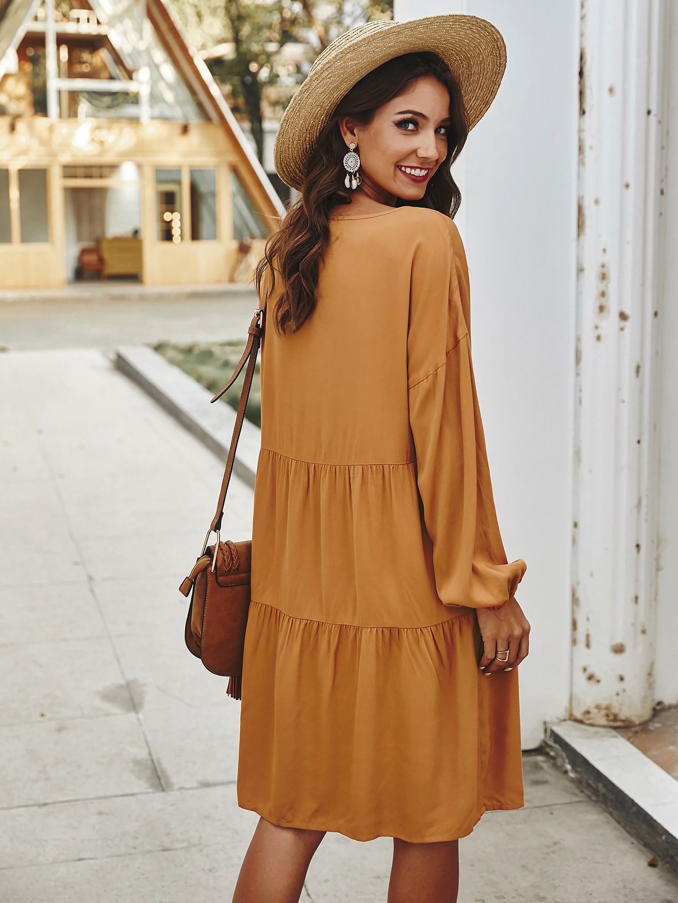 Womens Loose Fit Long Sleeve Dress Original Design Tie Detail Spring Fashion Ready to Ship Wholesale Available