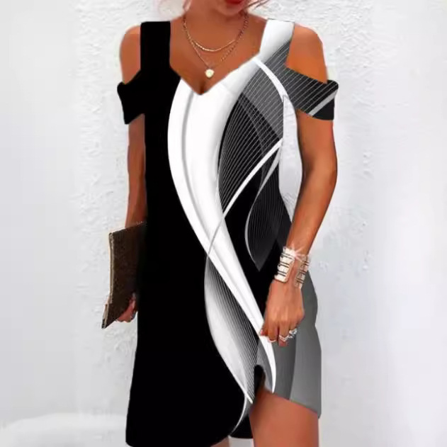 3D Digital Print Dress Summer Style Short Sleeve Comfortable Fabric Perfect for Casual Outings Wholesale Available