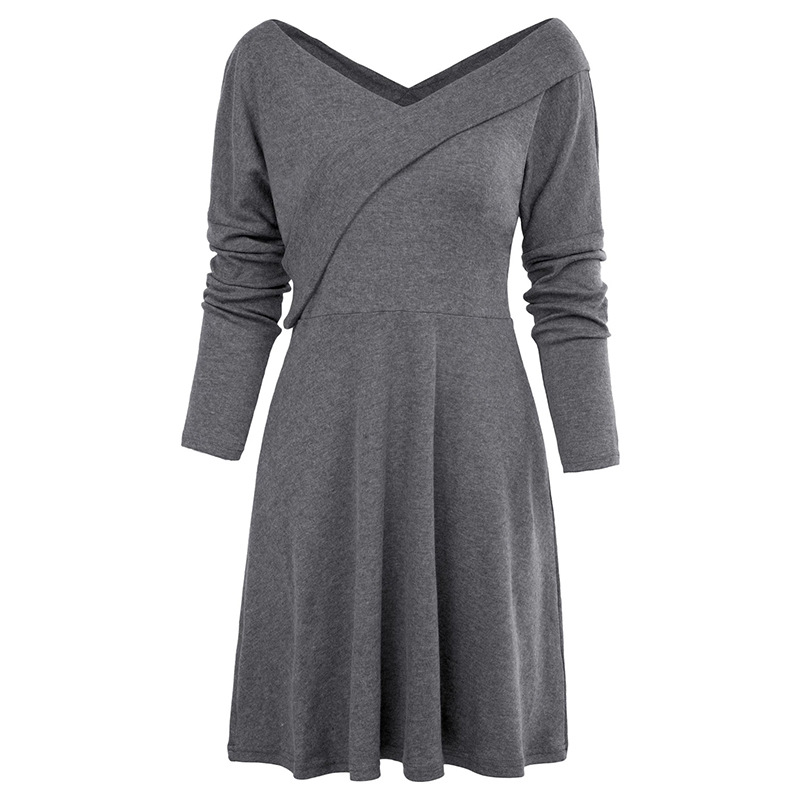 Womens Long Sleeve V Neck Dress Autumn Winter Style Casual Commuter Wear Ready to Ship customizable
