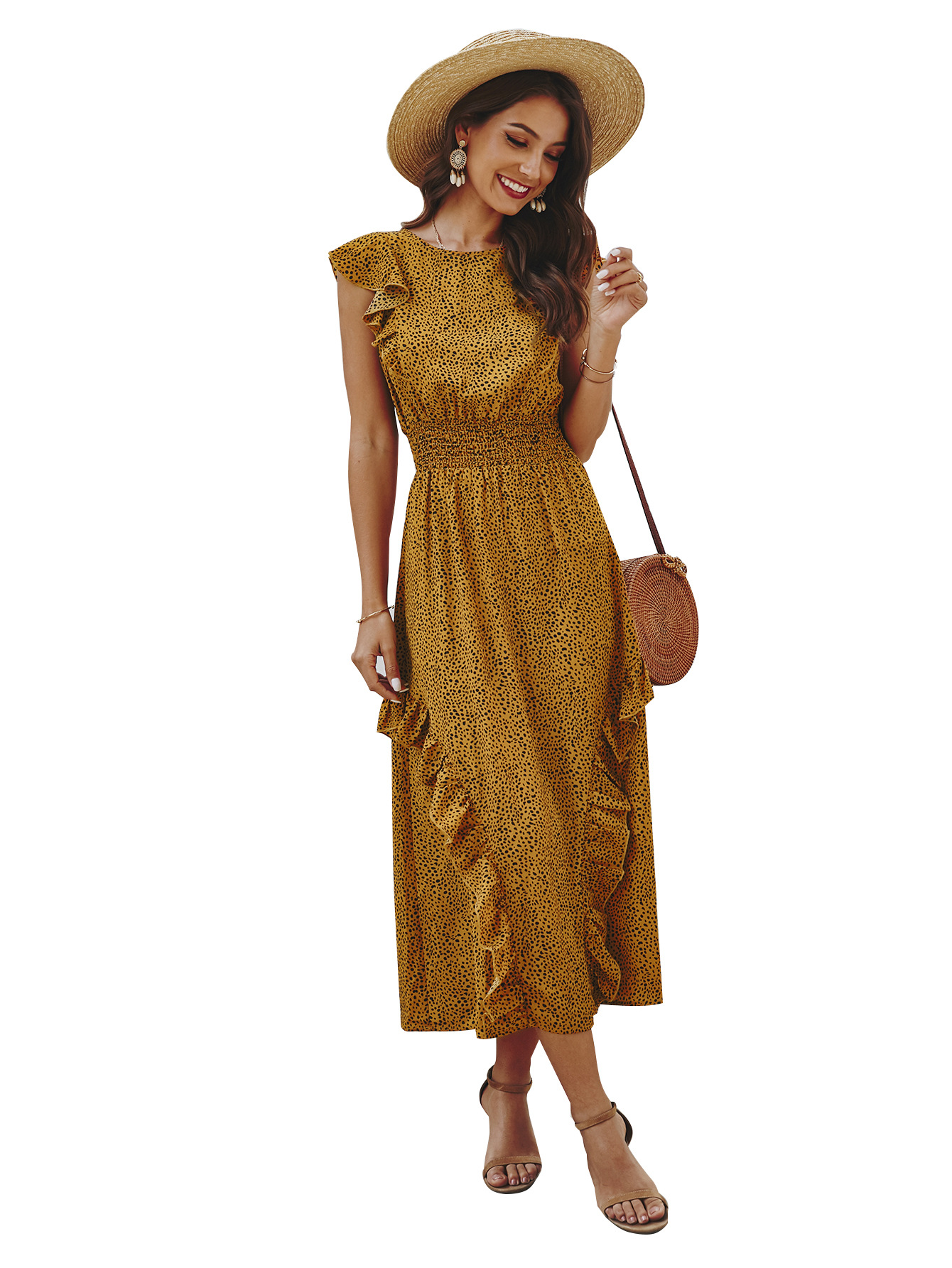 Ruffle Hem Dress Elegant Design Lightweight Fabric Spring Summer Style Wholesale Available custom packaging