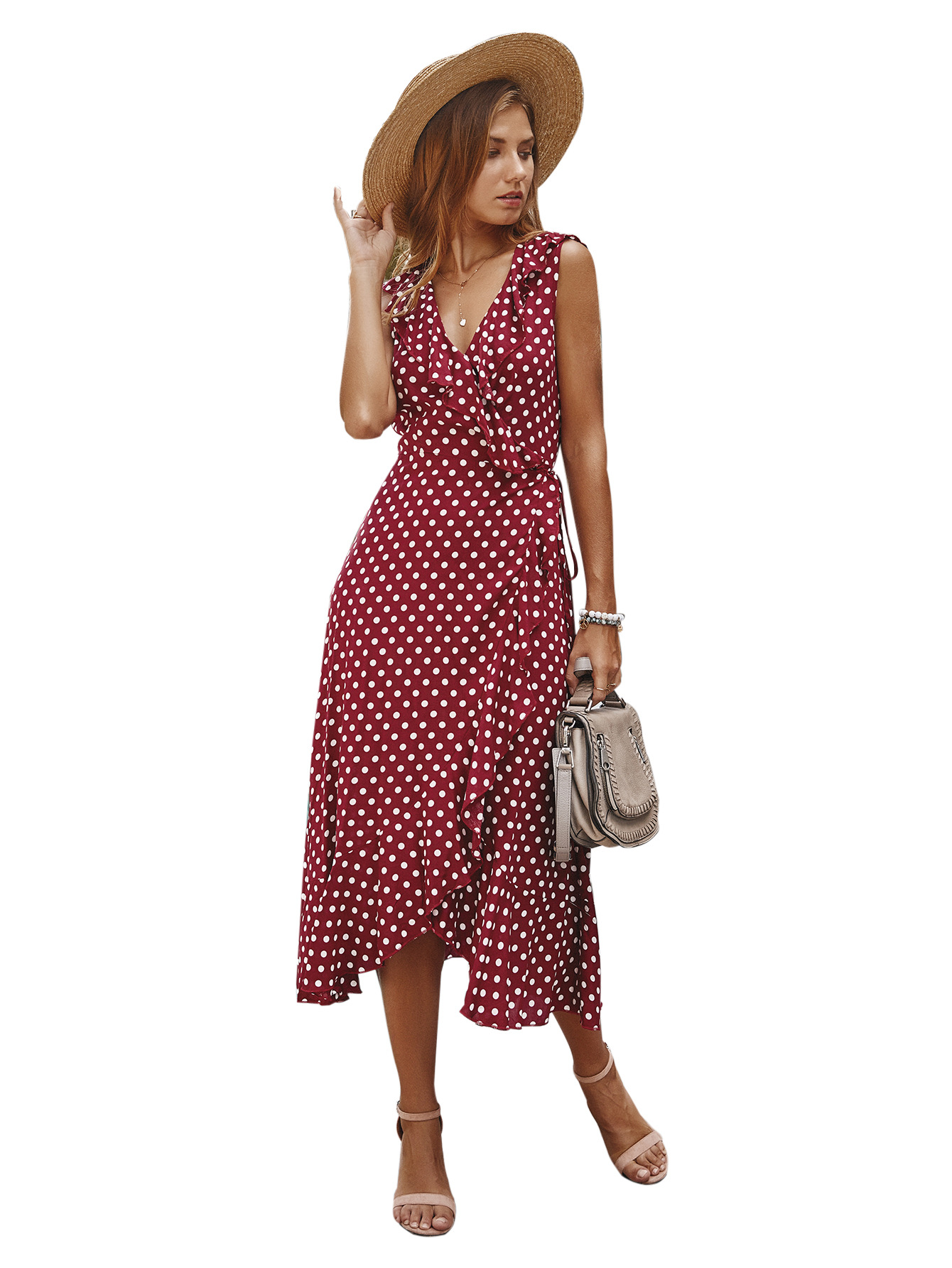 Polka Dot Sexy Sleeveless Dress Summer Fashion Comfortable Fit Casual Style Wholesale Available