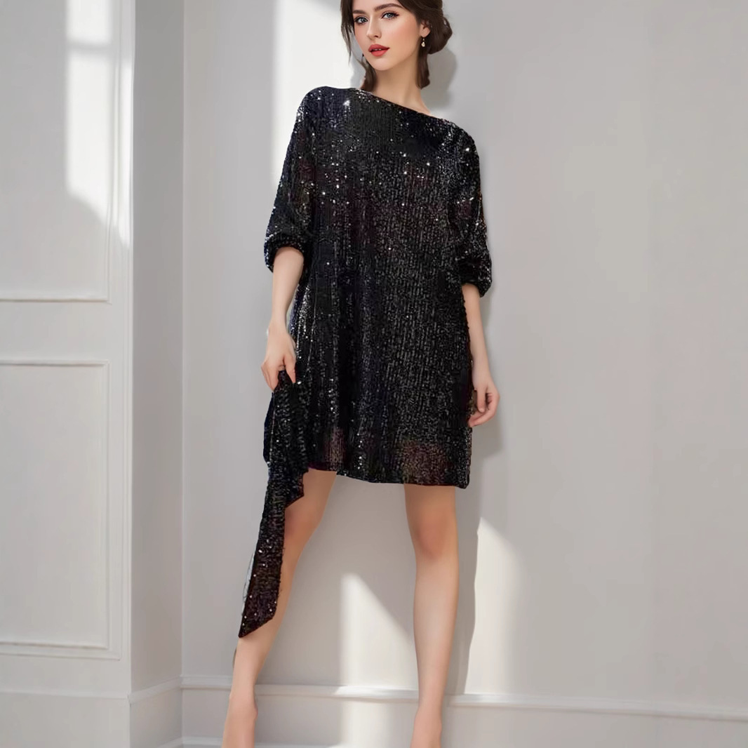 European and American Market Fashion Sequin Dress — Sparkling, Elegant, Party Wear — Perfect for Festivals and Celebrations —