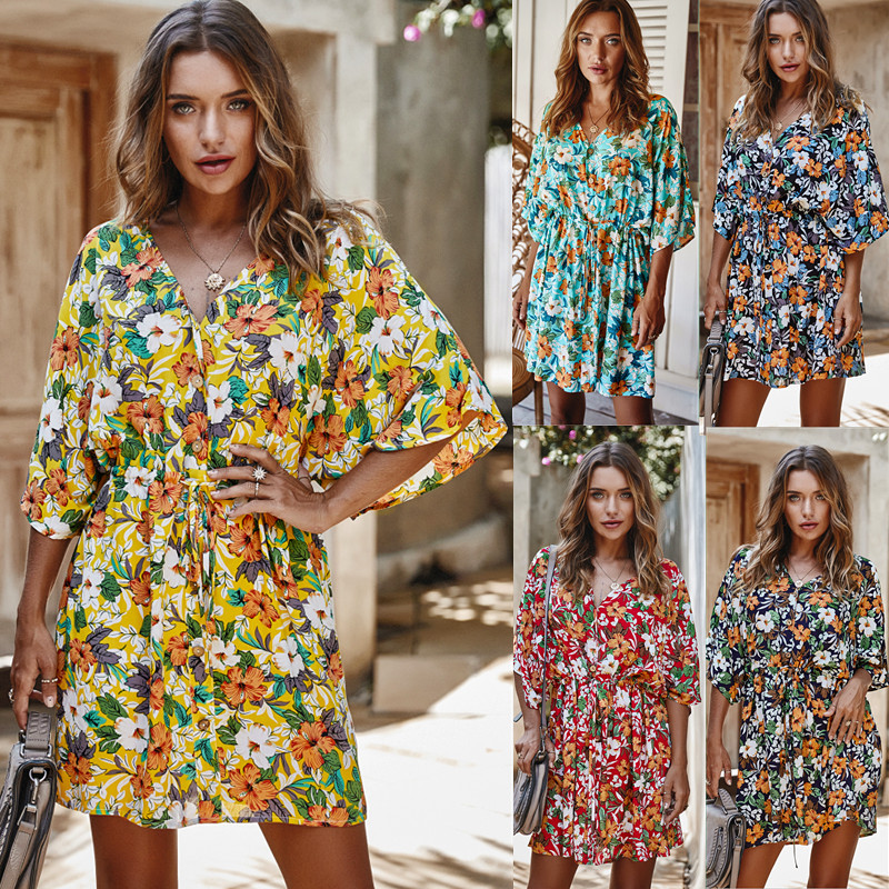 Fashionable Floral Print Womens Dress Spring Collection Casual Wear for Everyday Use Wholesale Available