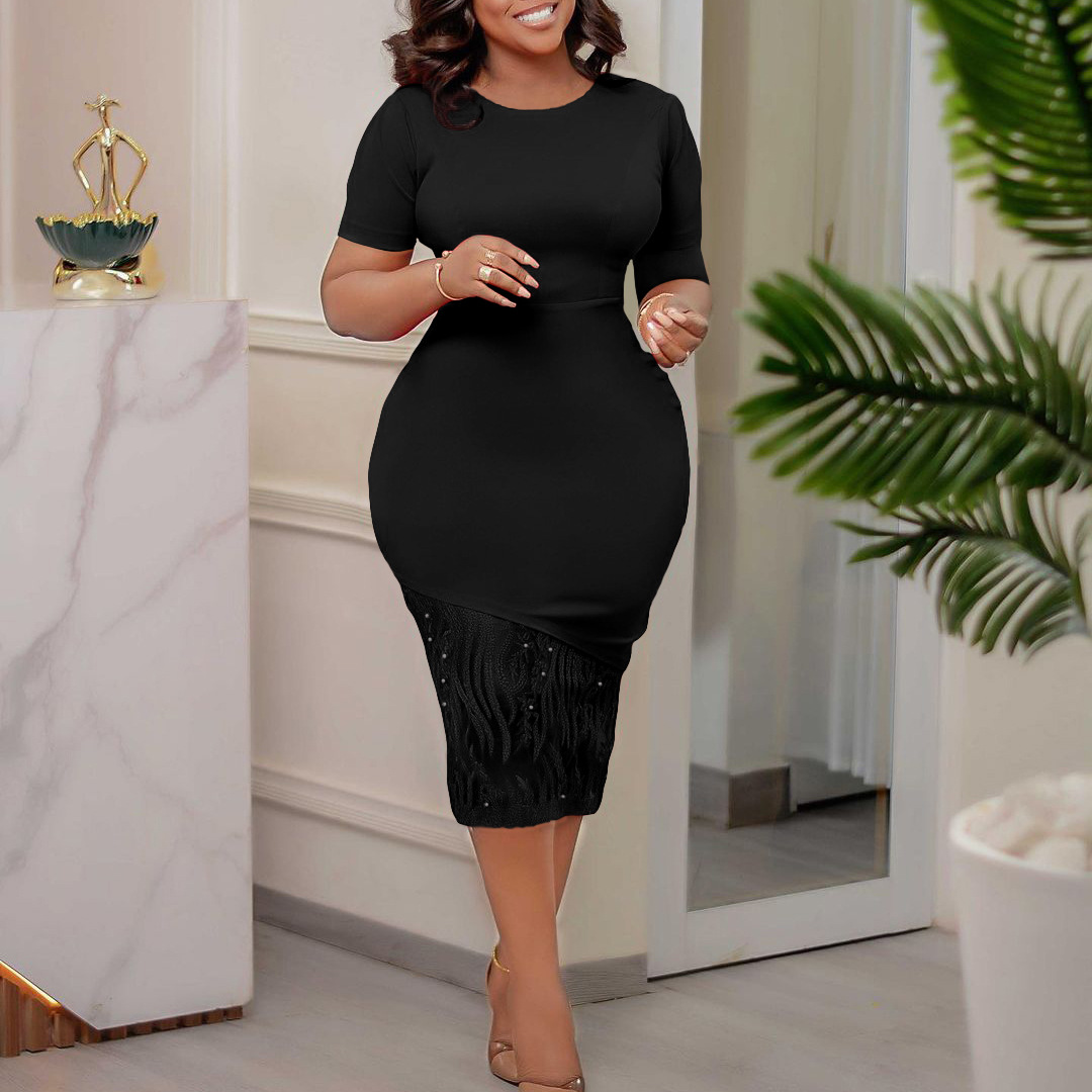 Plus Size Women's Dress — Elegant, Beaded, Bodycon, Summer Fashion — Casual, Party Wear — Wholesale Supply Available