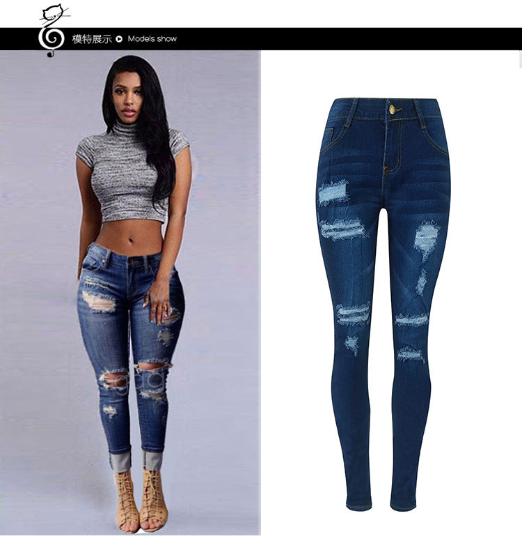 Womens Ripped Skinny Jeans Autumn Winter Style Comfortable Fit Trendy Design Wholesale Available
