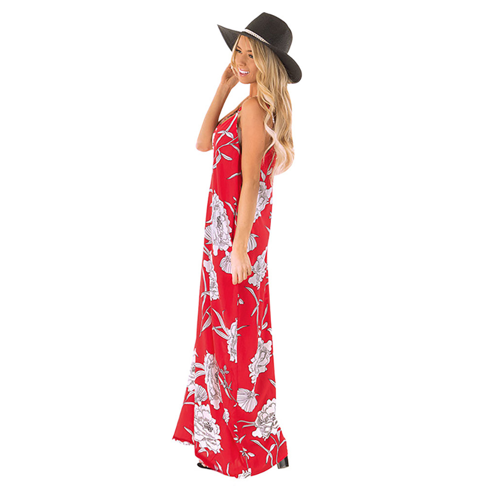 Summer Spring Womens Dress Sexy Slim Fit Spaghetti Strap Long Length Perfect for Casual Outings or Parties