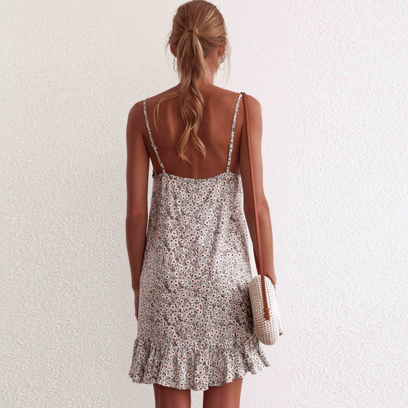 Floral Print Cami Dress Sexy Casual Lightweight Perfect for Travel and Vacation Wholesale Available