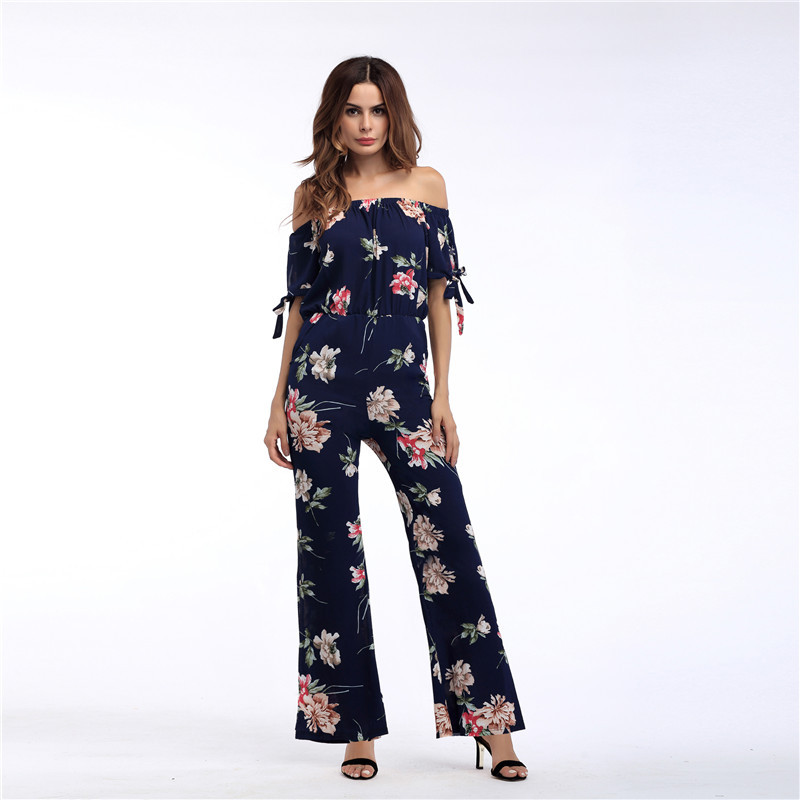 Off Shoulder Chiffon Jumpsuit Waist Tie Long Pants Stylish Sleeves Perfect for Parties and Events Wholesale