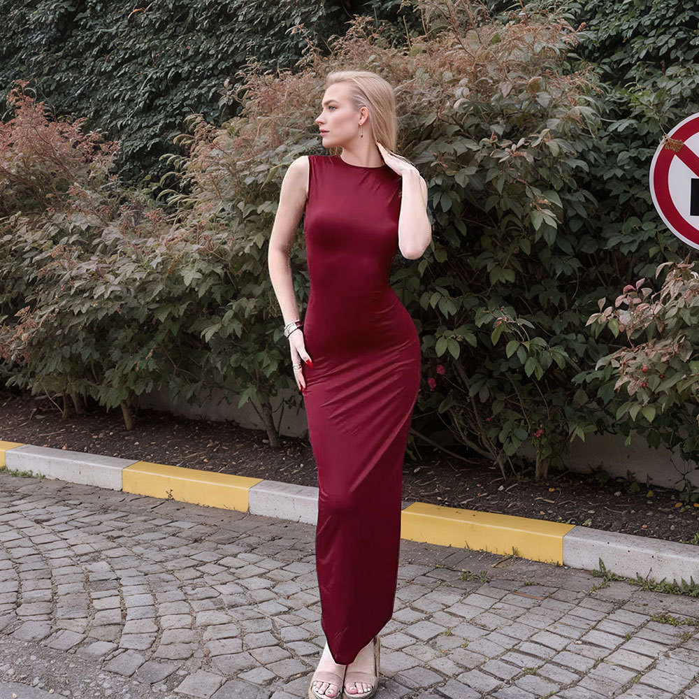 Summer Sexy Tight Backless Hollow Design Long Dress for Women