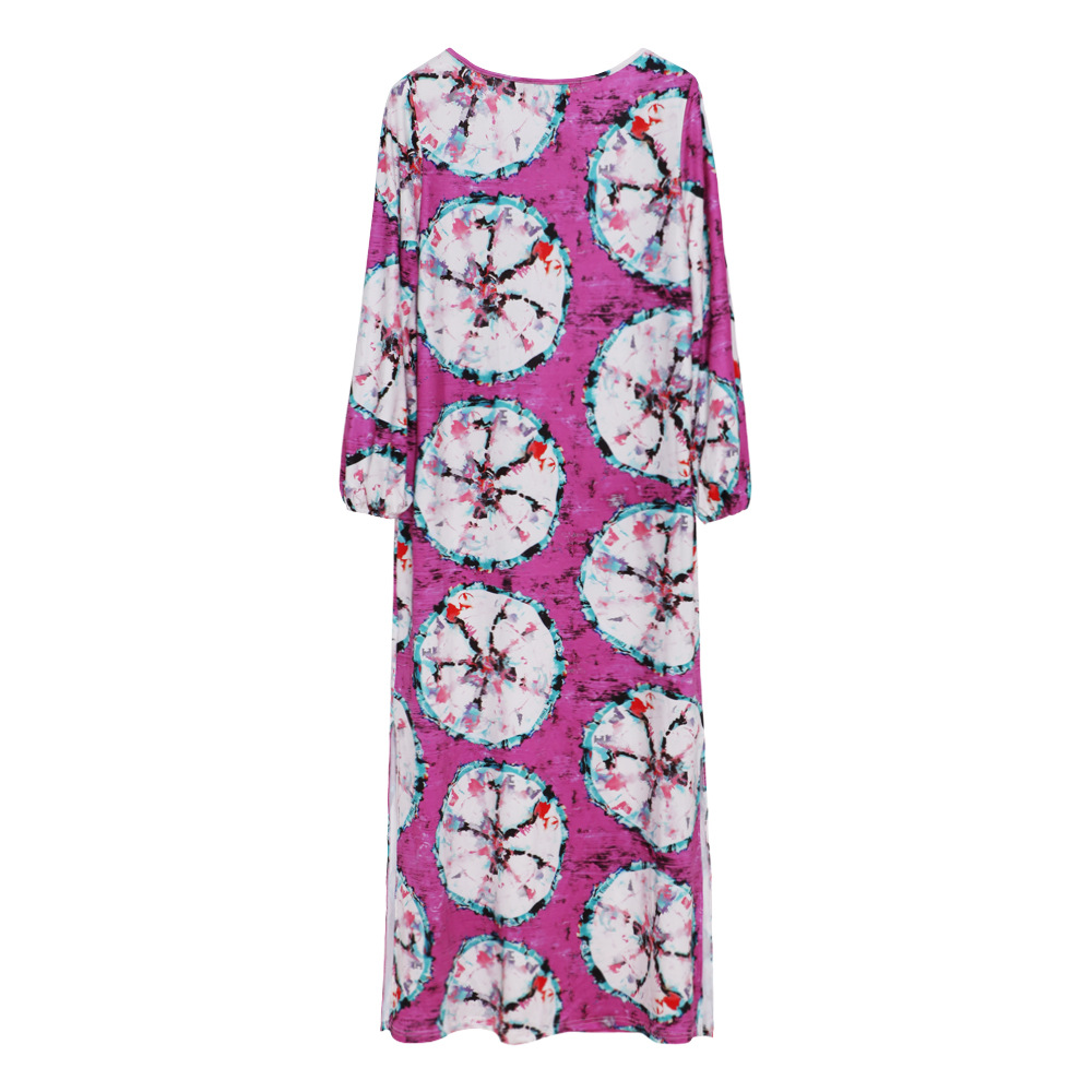 Floral Print Maxi Dress Long Sleeve Loose Fit Plus Size Spring Summer Fashion for Women Wholesale Available
