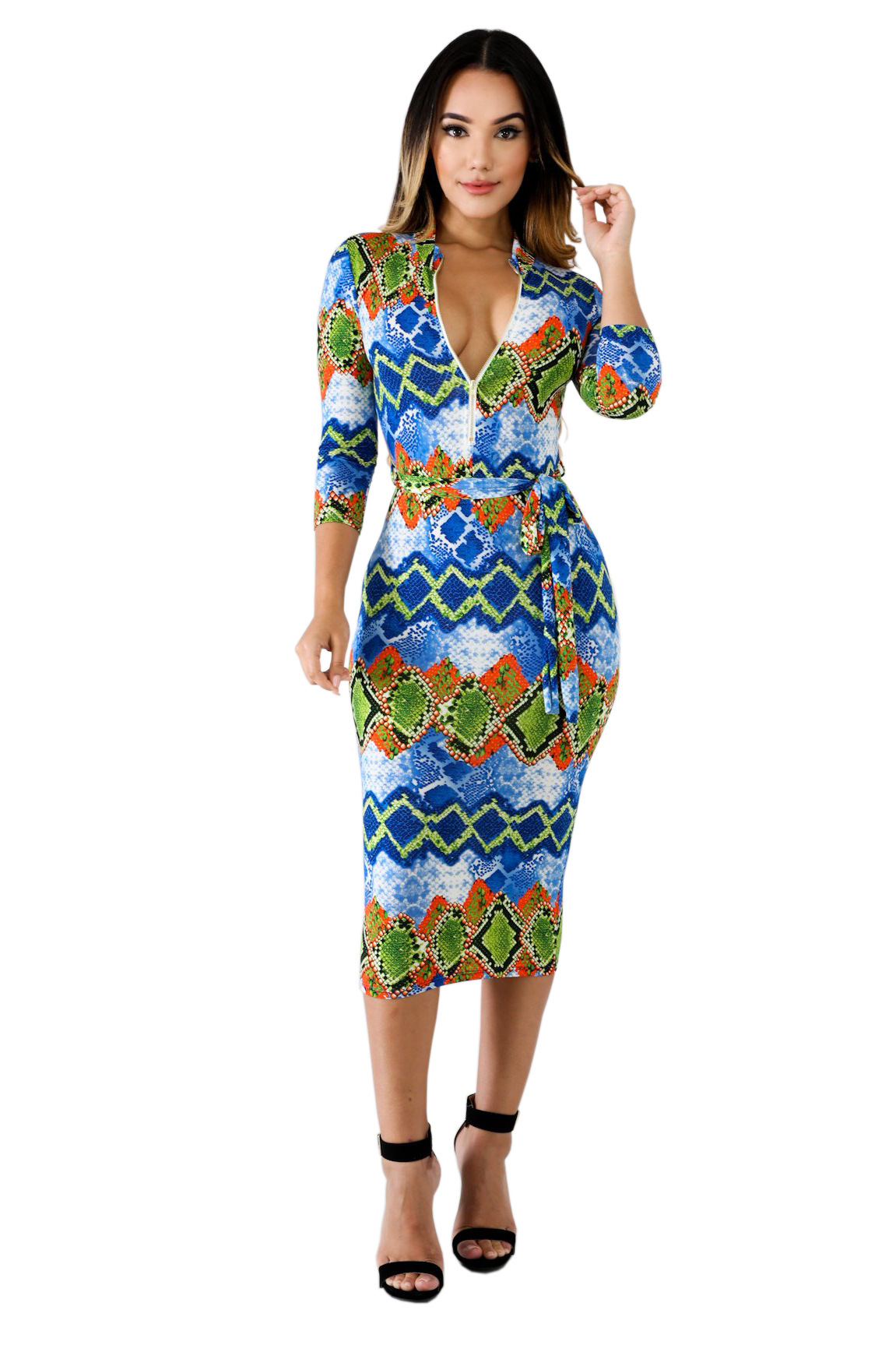 V Neck Pencil Dress Spring Collection Elegant Style Milk Silk Fabric Comfortable Fit Wholesale Available