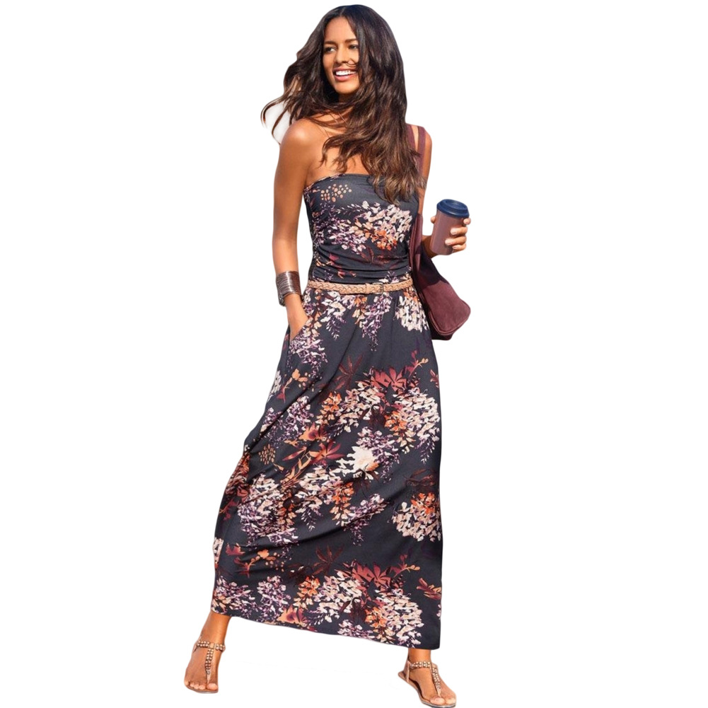 Strapless Maxi Dress Off Shoulder Sleeveless Beachwear Summer Style Wholesale Available custom packaging