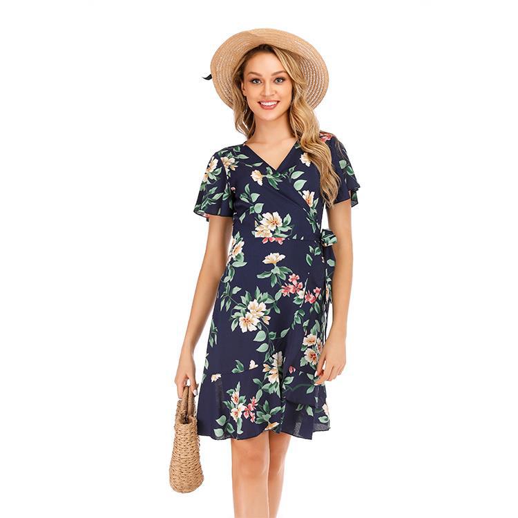V Neck A Line Dress Spring Collection Quality Fabric Casual Style Wholesale for Womens Streetwear Fashion