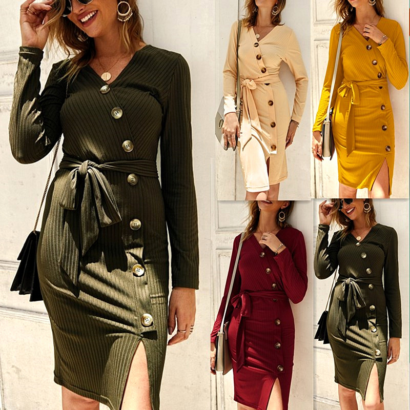Knitted Dress Stylish Design Comfortable Fit Warm Fabric Autumn Winter Fashion for Women Wholesale Available