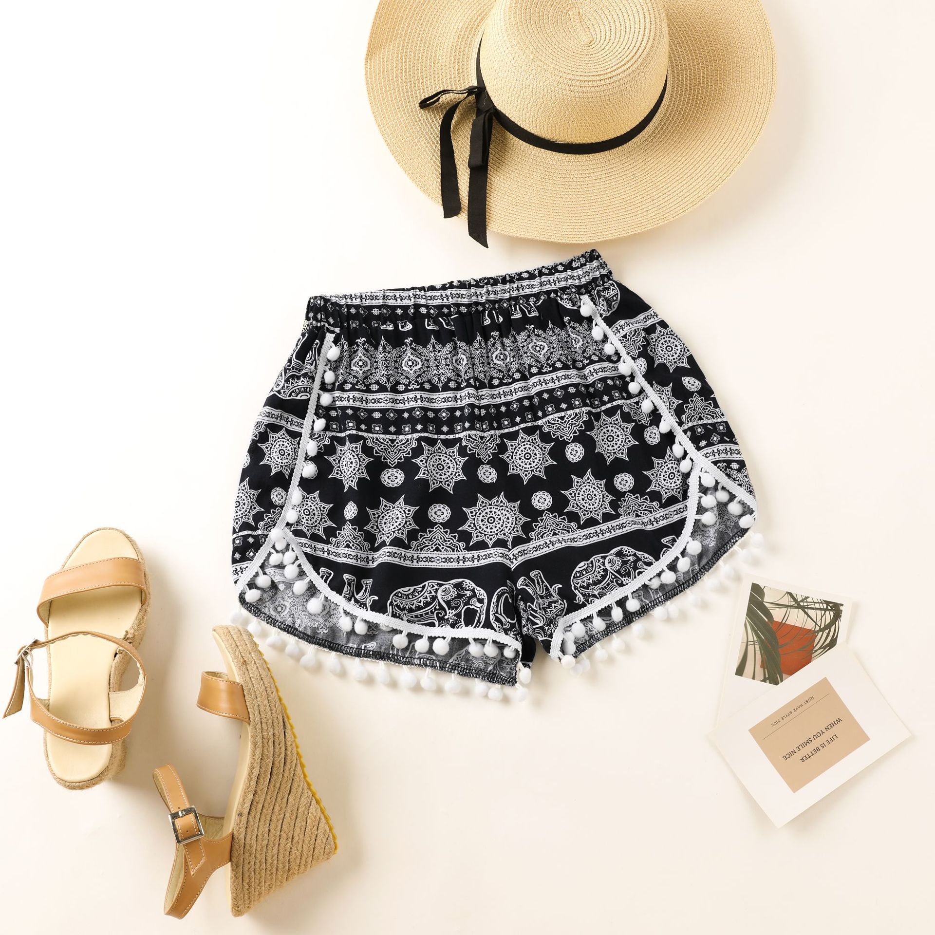 High Waisted Womens Shorts Elephant Print Trendy Design Comfortable Fit Summer Casual Wear Wholesale Available