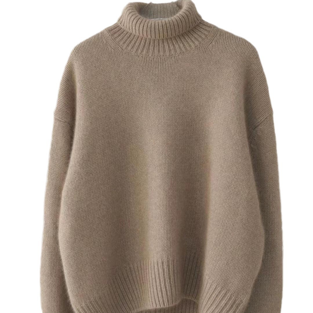 Womens Oversized Turtleneck Sweater Thick Knit Casual Style Versatile for Autumn and Winter Wholesale Available