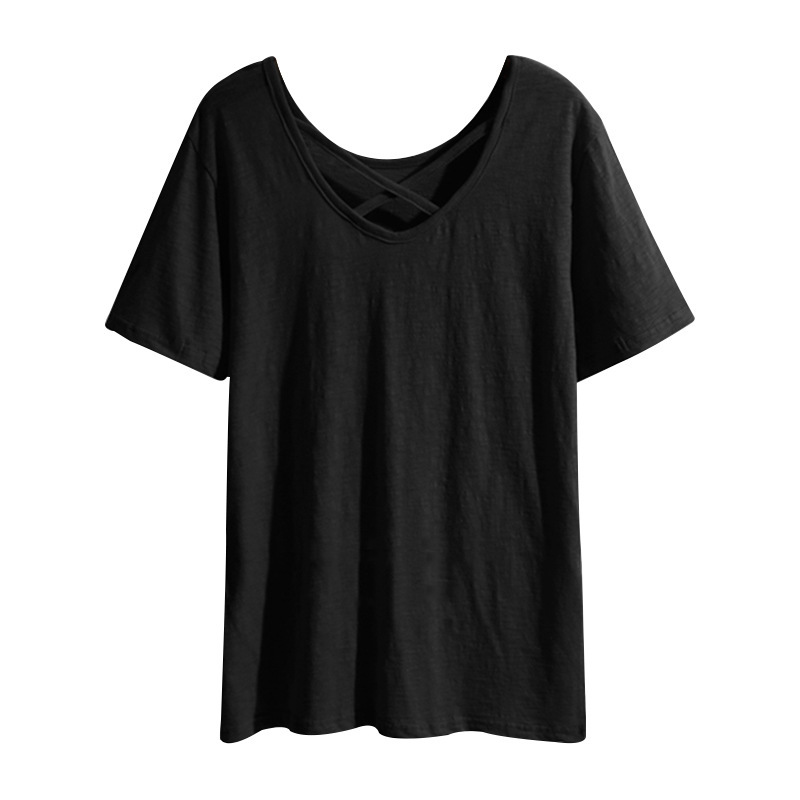 Plus Size Womens V Neck Short Sleeve T Shirt Loose Fit Summer Style Casual Wear Wholesale Available