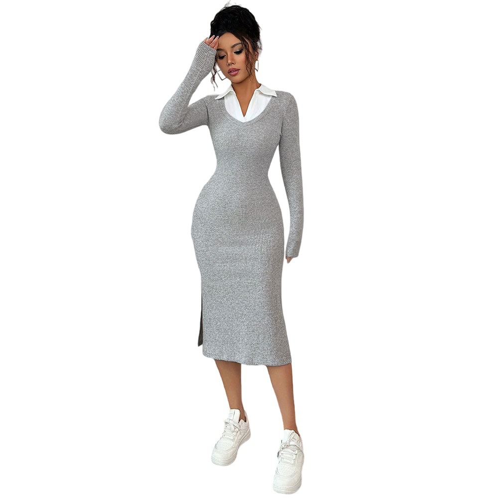 Women's Slim Fit Knit Long-Sleeve Dress
