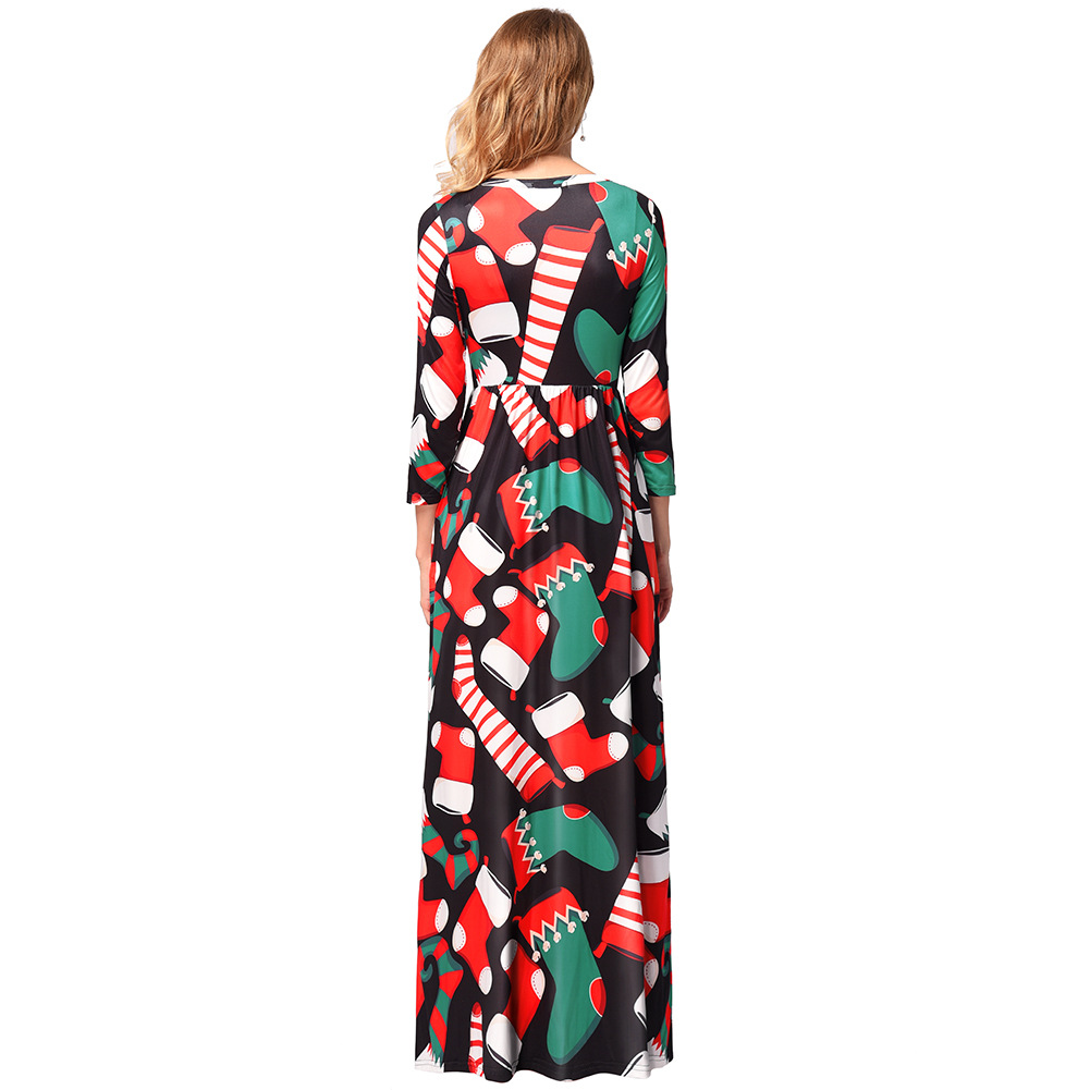 Floral Print Midi Dress for Women 3 4 Sleeve Christmas Theme Spring Collection Wholesale Available