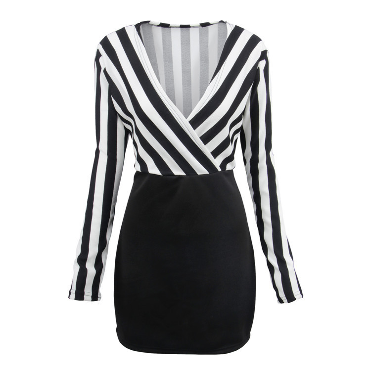 Striped Long Sleeve Dress Sexy Fit Casual Style Comfortable Fabric Perfect for Spring Wear Wholesale Available