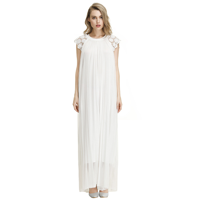 Casual Maxi Dress Round Neck Short Sleeve Loose Fit Maternity Wear for Summer Wholesale Available