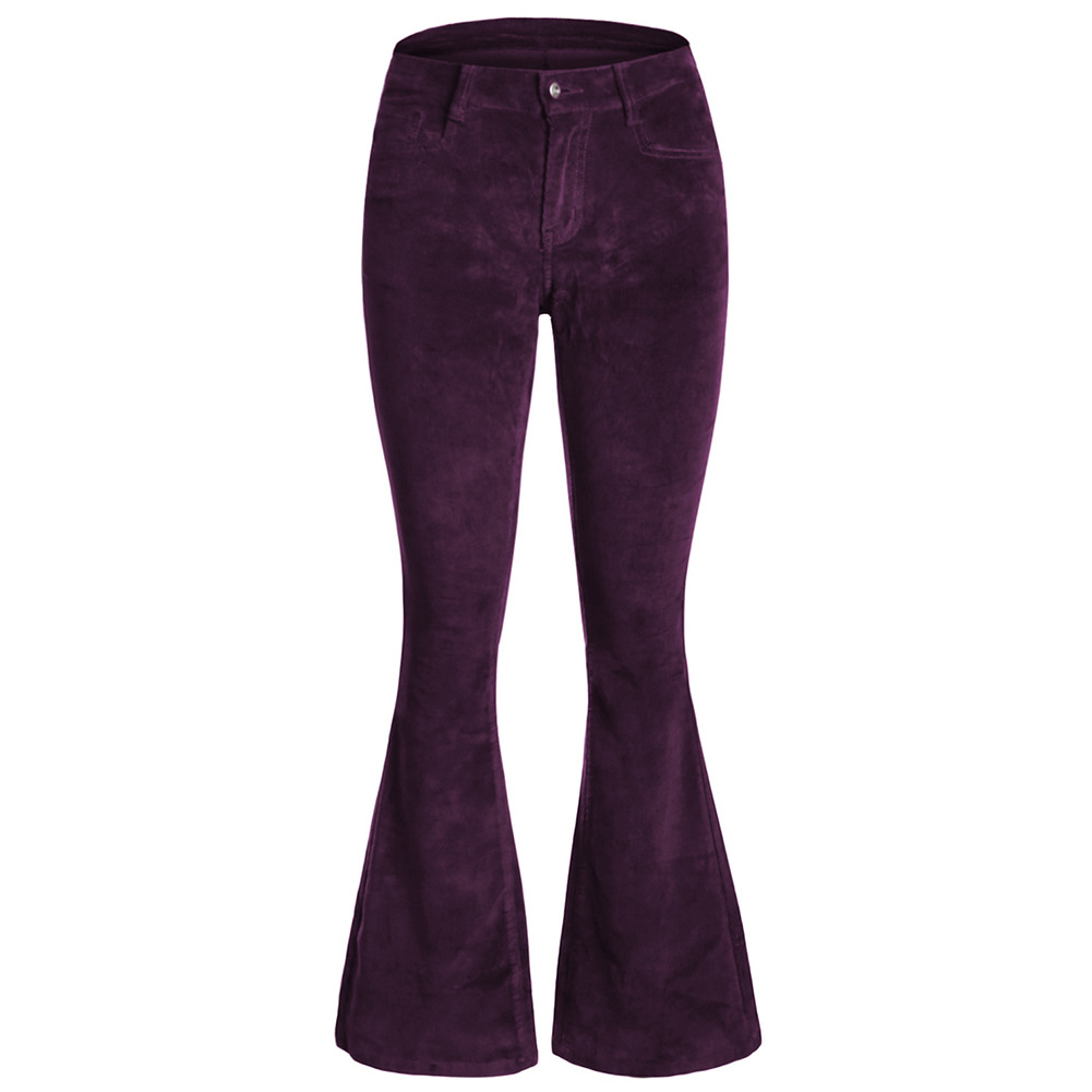 Womens High Waisted Velvet Wide Leg Pants Spring Casual Flattering Fit Slightly Flared Wholesale Available