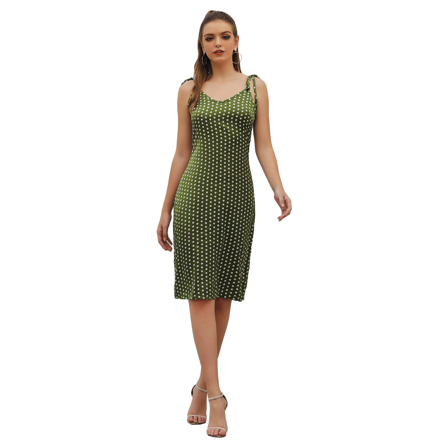 Polka Dot Backless Dress Sexy Spaghetti Strap Elegant Design Perfect for Parties Wholesale Available
