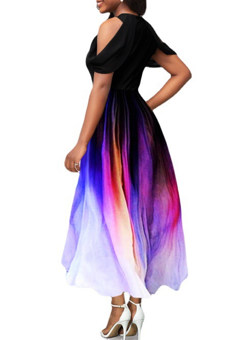 Women's Printed Crew Neck Short-Sleeve Dresses