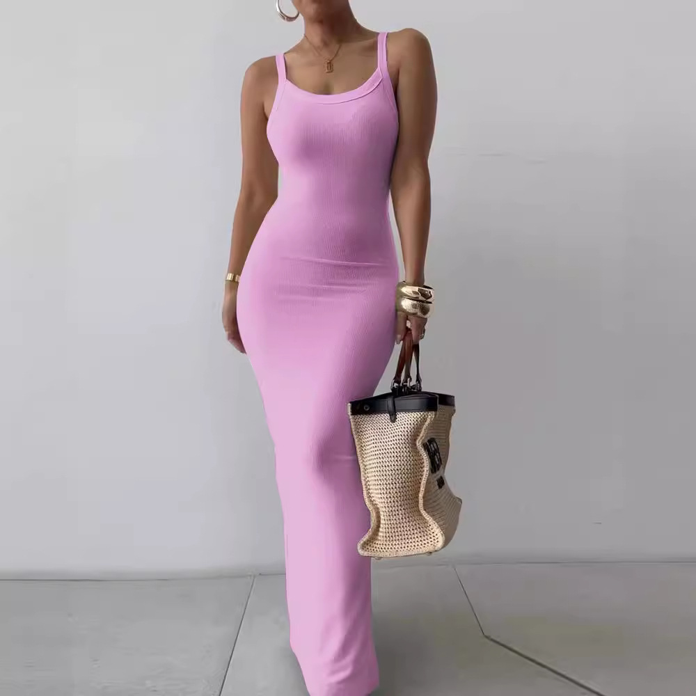 White Bodycon Maxi Dress Summer Style Sleeveless Lightweight Fabric Perfect for Casual Outings or Beach Wear