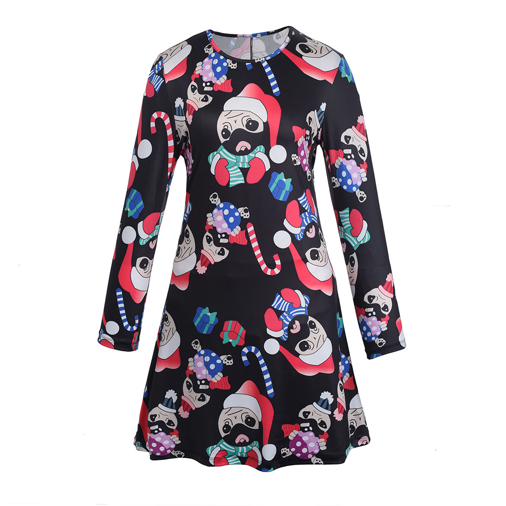Christmas Dress Long Sleeve Printed Elegant Design Autumn Winter Fashion Wholesale Available