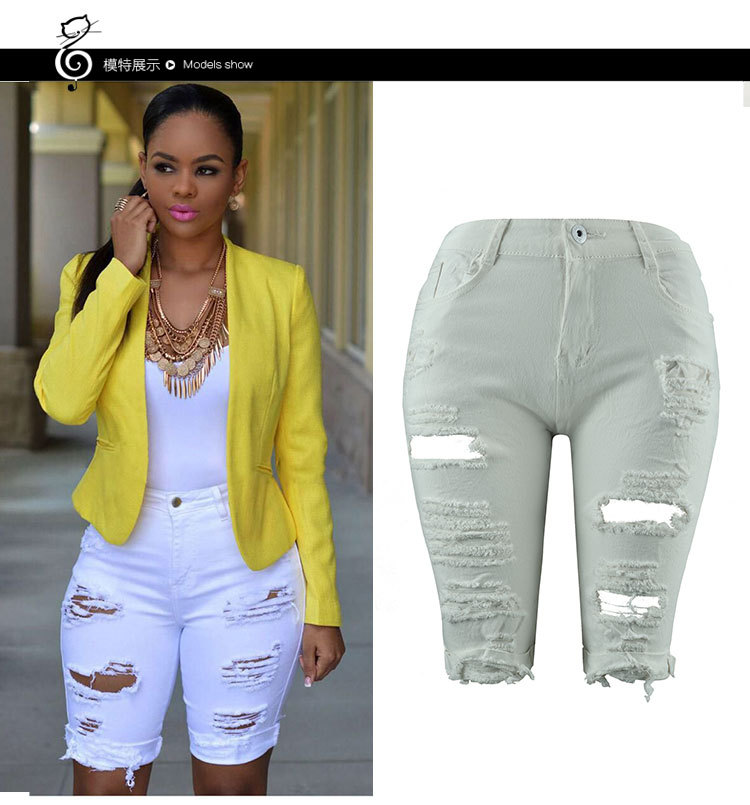High Waisted Distressed Denim Shorts Handmade Trendy Ripped Design Casual Summer Wear Wholesale Available