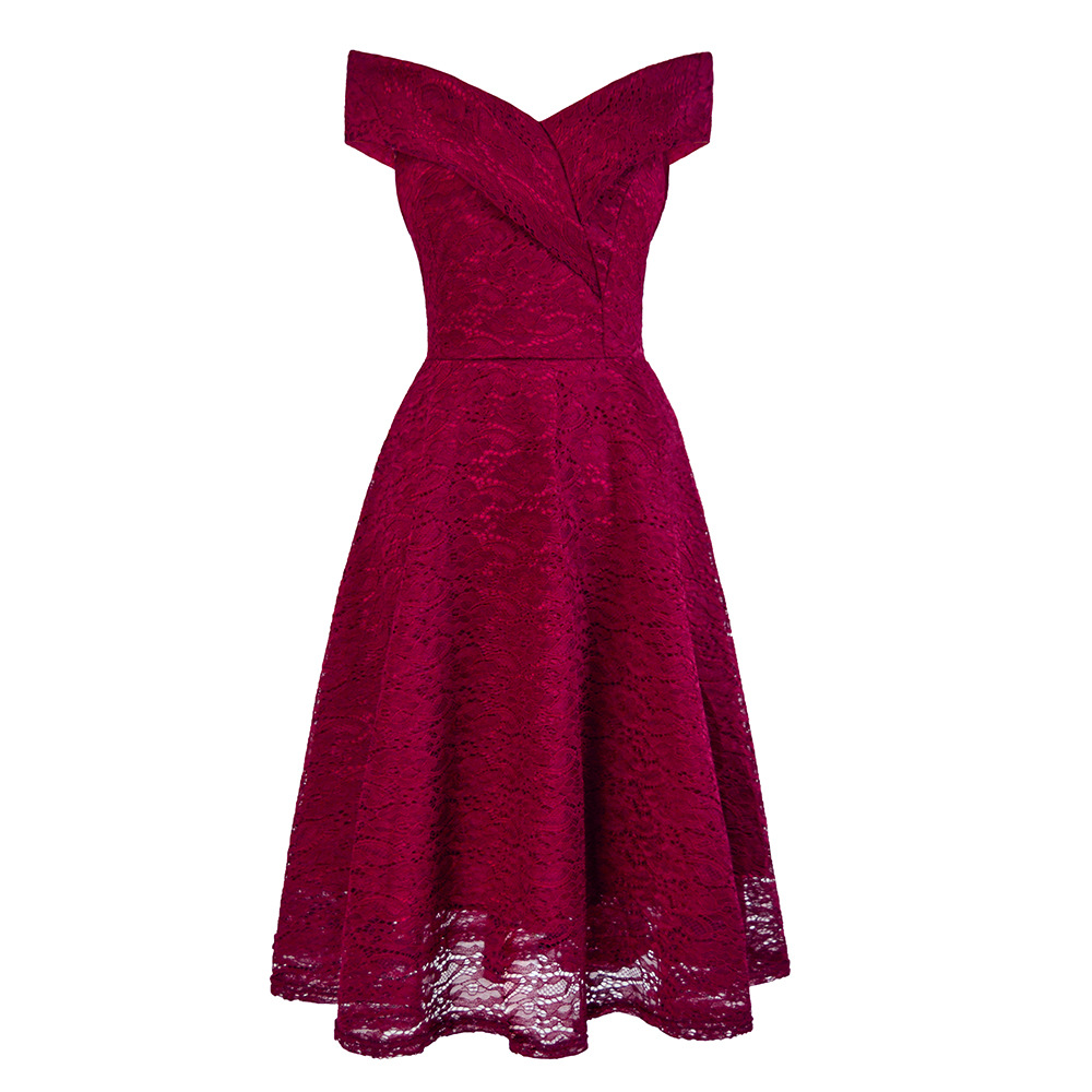 Off Shoulder Lace Dress Elegant Design Autumn Winter Style Perfect for Bridesmaids Wholesale Available